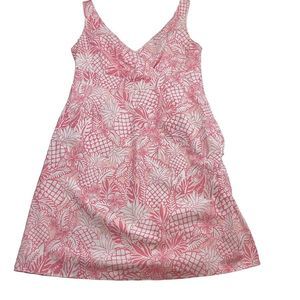 Vineyard Vines Women's Shift Beach Dress Sundress Pineapple V-neck Pink Size 4